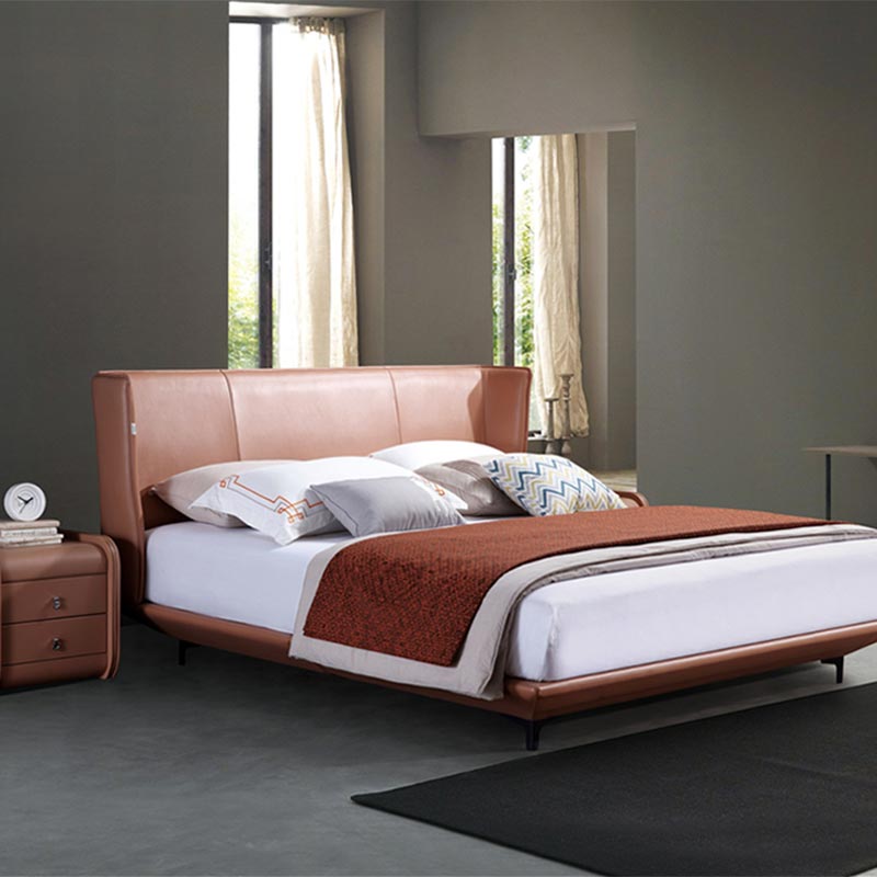 Italica Stylus solidum lignum Leather ascensum Bed