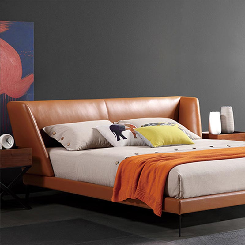 Lignum solidum Sincerus Leather ascensum Bed